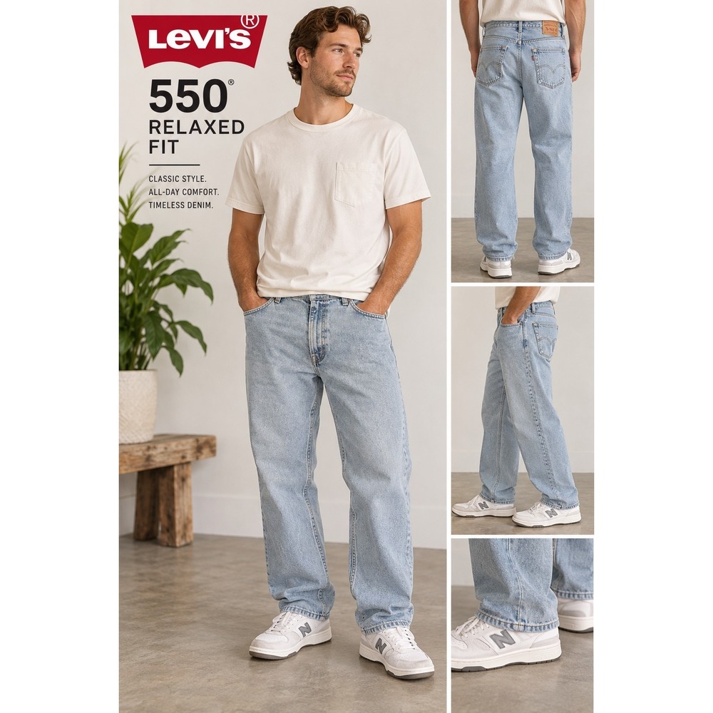 NWT Vintage Levi's 550 Jeans 38x30 USA Made Light Wash Relaxed Fit 90s Y2K